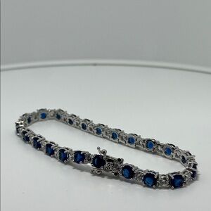 BR Sun blue and white tennis bracelet,features-sapphire or cubic zirconia stones